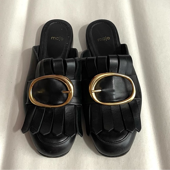 MAJE Women’s Black Leather Mules - Picture 2 of 11